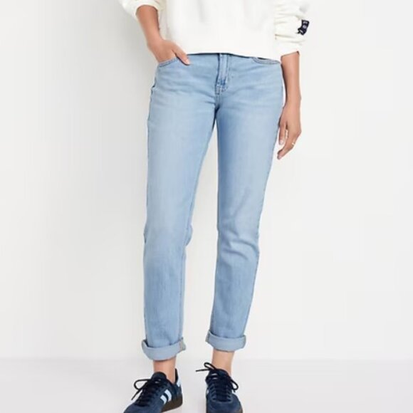 Old Navy Denim - Old Navy Jeans Women 4 Mid Rise Wow Boyfriend Straight Leg Light Wash Blue Denim